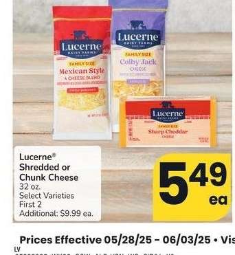Lucerne® Shredded or Chunk Cheese - 32 oz. Select Varieties