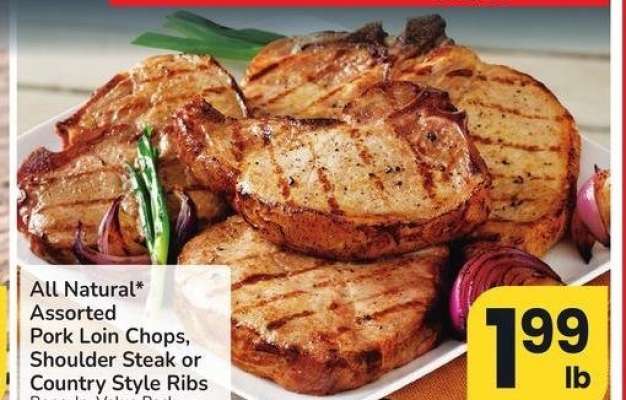 All Natural Assorted Pork Loin Chops, Shoulder Steak or Country Style Ribs - Bone-In, Value Pack