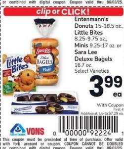 Entenmann's Donuts 15-18.5 oz., Little Bites 8.25-9.75 oz., Minis 9.25-17 oz. or Sara Lee Deluxe Bagels 16.7 oz. - Select Varieties