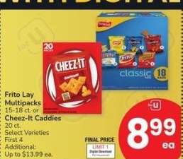 Frito Lay Multipacks 15-18 ct. or Cheez-It Caddies 20 ct. - Select Varieties First 4 Additional: Up to $13.99 ea.