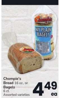 Chompie's Bread 16 oz. or Bagels 6 ct. - Assorted varieties