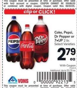 Coke, Pepsi, Dr Pepper or 7•UP - 2 ltr. Select Varieties
