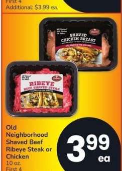 Old Neighborhood Shaved Beef Ribeye Steak or Chicken - 10 oz.