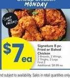 Signature 8 pc. Fried or Baked Chicken - 2 Breasts, 2 Wings, 2 Thighs, 2 Legs