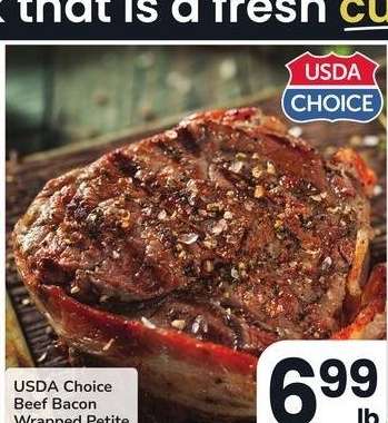 USDA Choice Beef Bacon Wrapped Petite Sirloin Steak