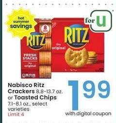 Nabisco Ritz Crackers 8.8-13.7 oz. or Toasted Chips 7.1-8.1 oz. - select varieties