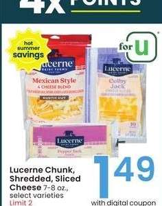 Lucerne Chunk, Shredded, Sliced Cheese - 7-8 oz., select varieties