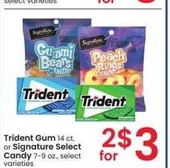 Trident Gum 14 ct. or Signature Select Candy 7-9 oz. - select varieties