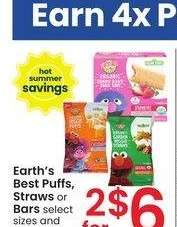 Earth's Best Puffs, Straws or Bars - select sizes and varieties