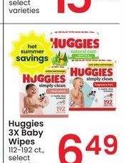 Huggies 3x Baby Wipes - 112-192 ct., select varieties