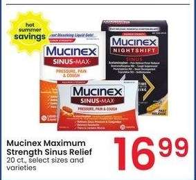 Mucinex Maximum Strength Sinus Relief - 20 ct., select sizes and varieties