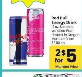 Red Bull Energy Drink - 12 oz. Selected varieties
Member Price: $2.50 ea.