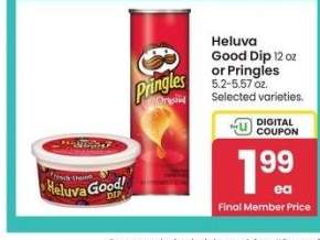 Heluva Good Dip 12 oz or Pringles 5.2-5.57 oz. - Selected varieties.