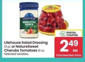 Litehouse Salad Dressing 13 oz. or NatureSweet Cherubs Tomatoes 10 oz. - Selected varieties.