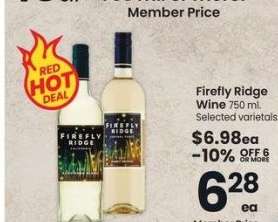 Firefly Ridge Wine - 750 ml. Selected varietals.