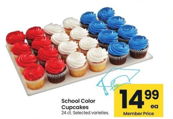 School Color Cupcakes - 24 ct. Selected varieties.