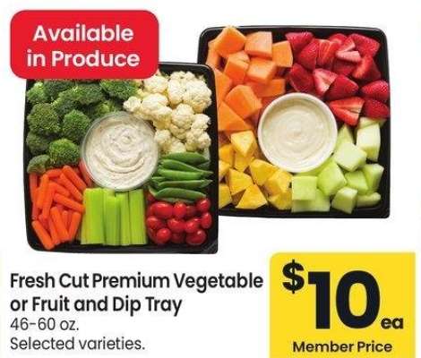 Fresh Cut Premium Vegetable or Fruit and Dip Tray - 46-60 oz. Selected varieties.