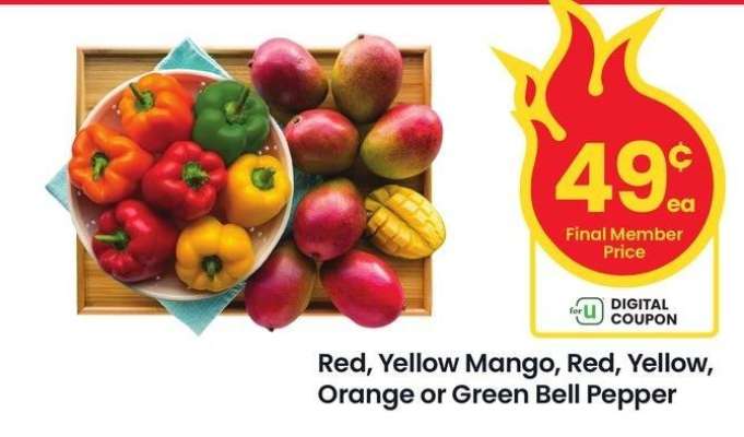 Red, Yellow Mango, Red, Yellow, Orange or Green Bell Pepper