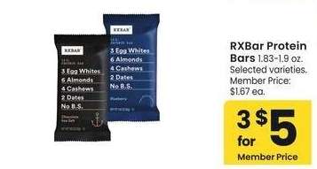 RXBAR Protein Bars - 1.83-1.9 oz. Selected varieties. Member Price: $1.67 ea.