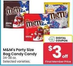 M & M' s Party Size Bag Candy - 34-38 oz. Selected varieties.