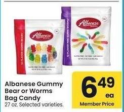 Albanese Gummy Bear or Worms Bag Candy - 27 oz. Selected varieties.