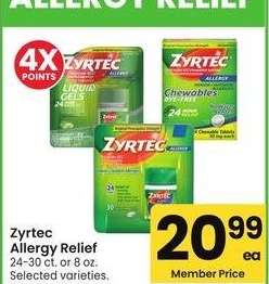 Zyrtec Allergy Relief - 24-30 ct. or 8 oz. Selected varieties.