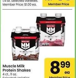 Muscle Milk Protein Shakes - 4 ct., 11 oz. Selected varieties.