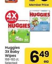 Huggies 3x Baby Wipes - 168-192 ct. Selected varieties.