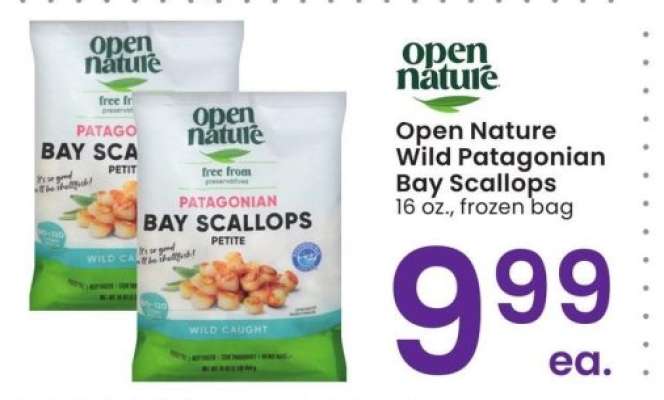 Open Nature Wild Patagonian Bay Scallops - 16 oz., frozen bag