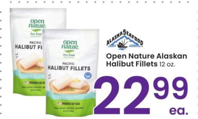 Open Nature Alaskan Halibut Fillets - 12 oz.