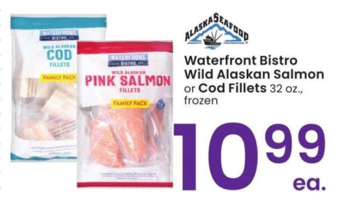 Waterfront Bistro Wild Alaskan Salmon or Cod Fillets - 32 oz., frozen