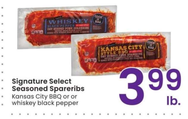 Signature Select Seasoned Spareribs Kansas City - BBQ or or whiskey black pepper