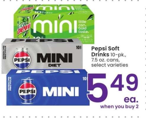 Pepsi Soft Drinks - 10 - pk., 7.5 oz. cans, select varieties
