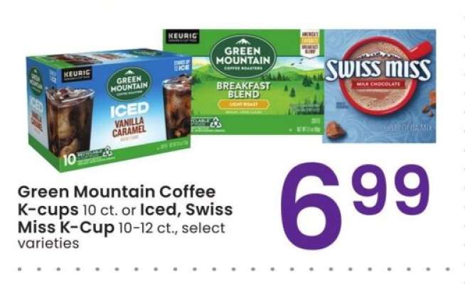 Green Mountain Coffee K-cups 10 ct. or Iced, Swiss Miss K-Cup 10-12 ct. - select varieties