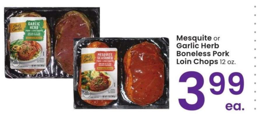 Mesquite or Garlic Herb Boneless Pork Loin Chops - oz.