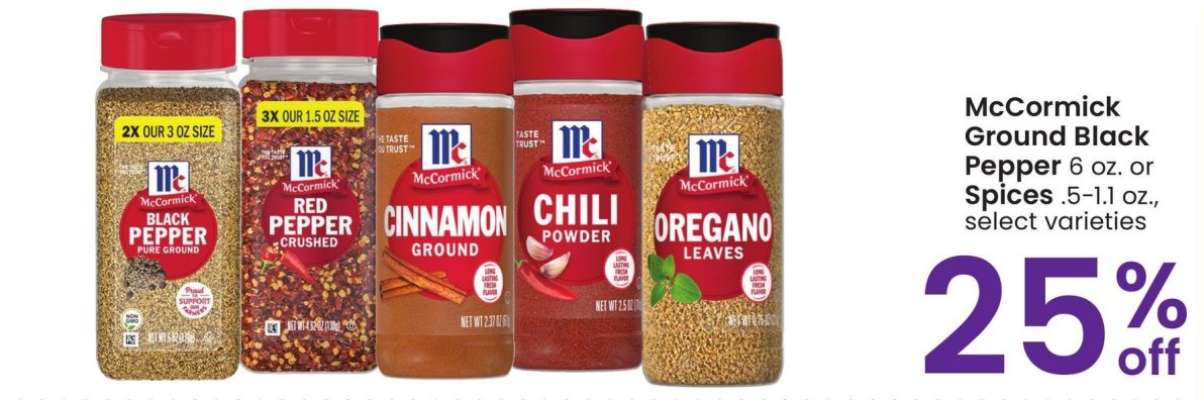 McCormick Ground Black Pepper 6 oz. or Spices - .5-1.1 oz., select varieties