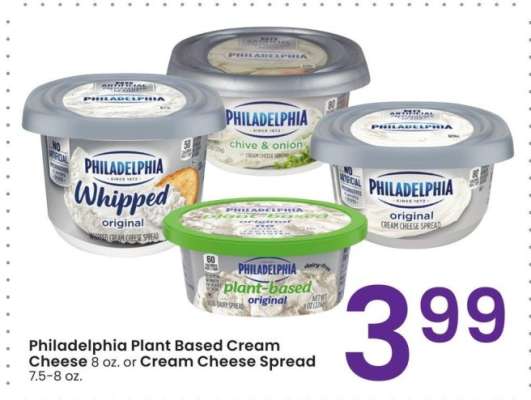 Philadelphia Plant Based Cream Cheese 8 oz. or Cream Cheese Spread 7.5-8 oz.