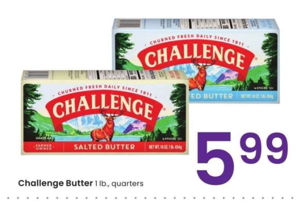 Challenge Butter - 1 lb., quarters