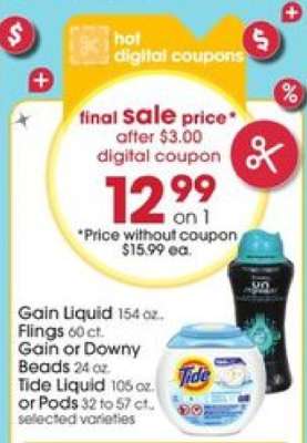 Gain Liquid, Gain or Downy Beads, Tide Liquid or Pods