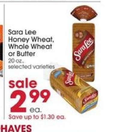 Sara Lee Honey Wheat, Whole Wheat or Butter