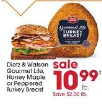 Dietz & Watson Gourmet Lite, Honey Maple Or Peppered Turkey Breast