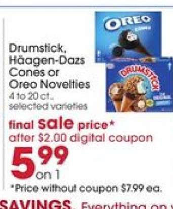 Drumstick, Häagen-Dazs Cones or Oreo Novelties