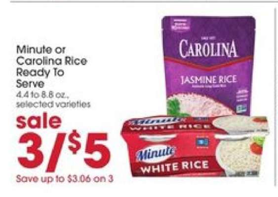 Minute or Carolina Rice Ready To Serve