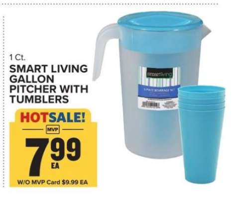 SMART LIVING GALLON PITCHER WITH TUMBLERS