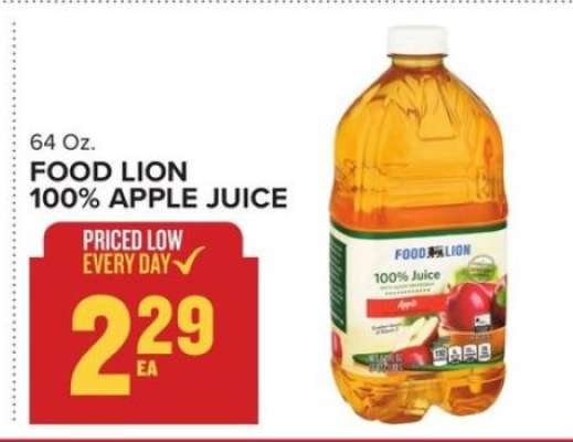 FOOD LION 100% APPLE JUICE
