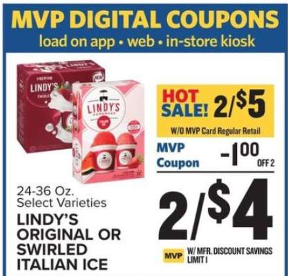 LINDY’S ORIGINAL OR SWIRLED ITALIAN ICE