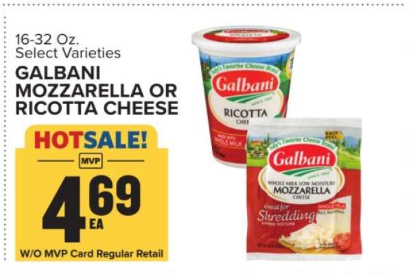 Galbani Mozzarella or Ricotta Cheese