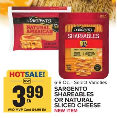 Sargento Shareables or Natural Sliced Cheese
