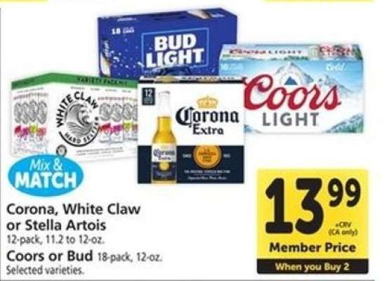 Corona, White Claw or Stella Artois