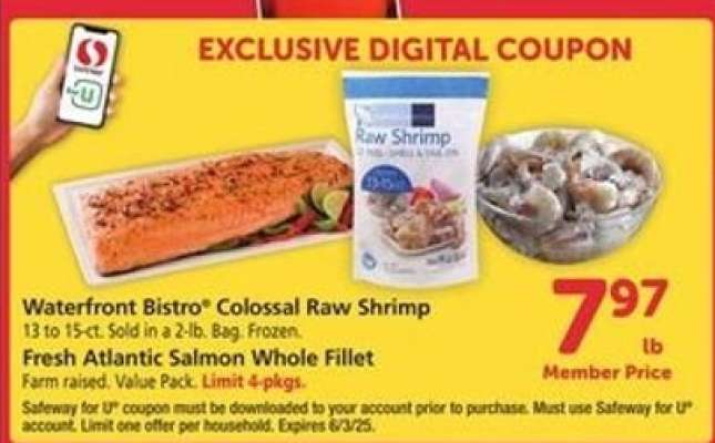 Waterfront Bistro Colossal Raw Shrimp & Fresh Atlantic Salmon Whole Fillet